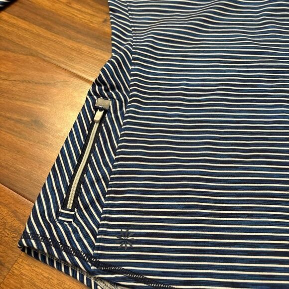 Athleta navy/white stripe athletic Quarterzip lightweight sweatshirt - Picture 4 of 5